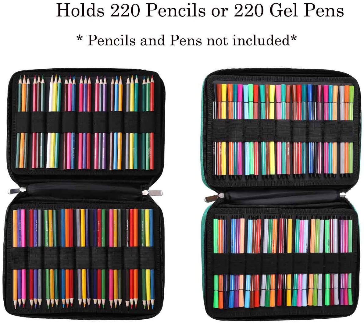 JAKAGO Large Pencil Case Big Capacity Holds 220 Colored Pencils,Portable Waterproof Storage Stationery Bag,Great Gift for Women/Man/Student/Artist (Blue) - Image 4
