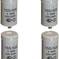4pk Starters for 4-65 Watt T8 / T12 Single Fluorescent Tube Lights 220-240v General Electric (GE) 155/500