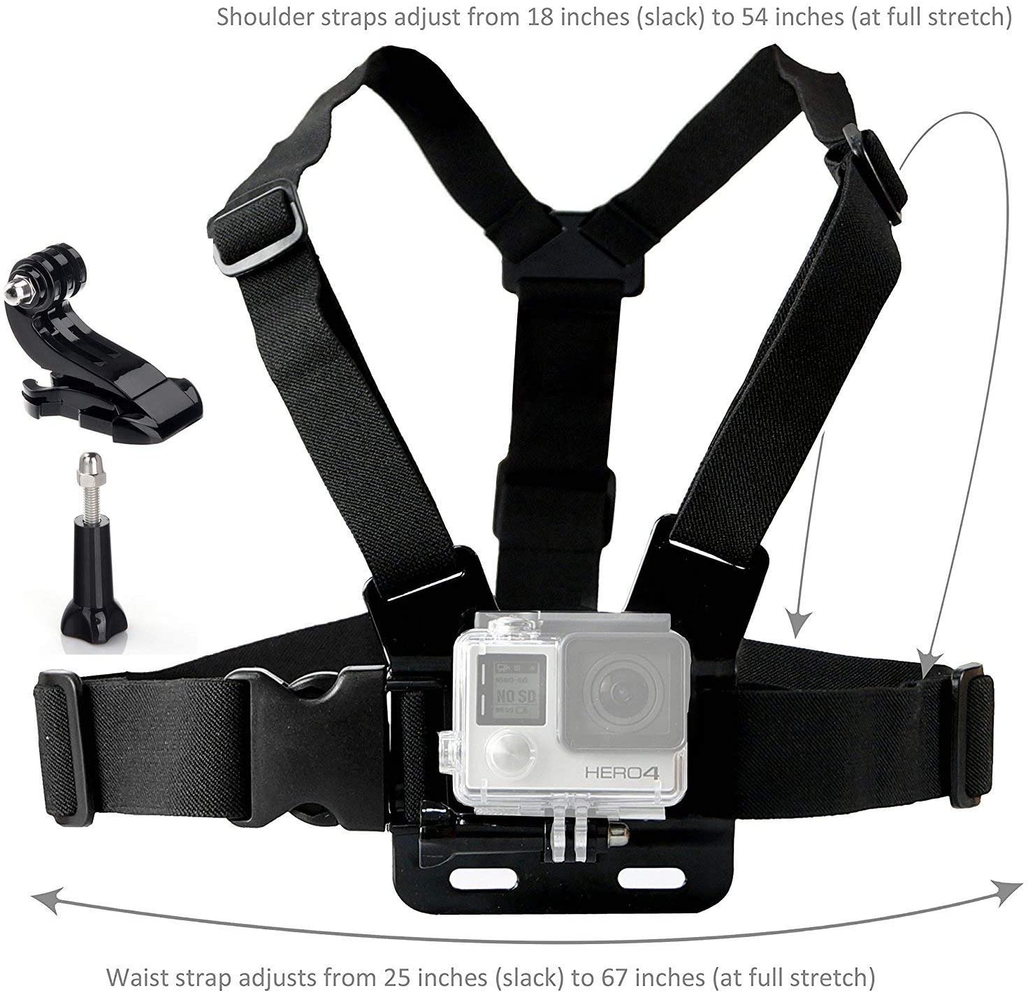 Eyeon Chest Strap Mount Chesty Chest Harness Chest Belt with J Hook and Screw for GoPro Hero 7/6/5/4/3, Hero 2018, Xiaomi YI - Image 3