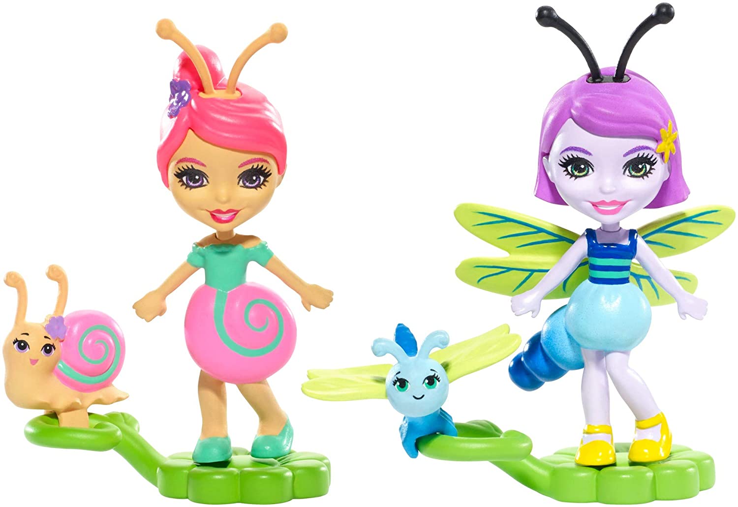 Mattel Enchantimals - Bug Buddies - SAXON Snail & Dawdle + DARA Dragonfly & Swift (FXM89), Multicoloured, Small