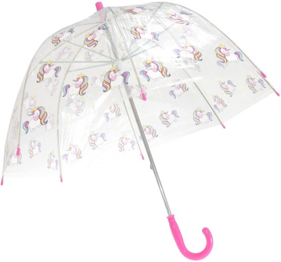 X-Brella Childrens/Kids Transparent Unicorn Themed Stick Umbrella