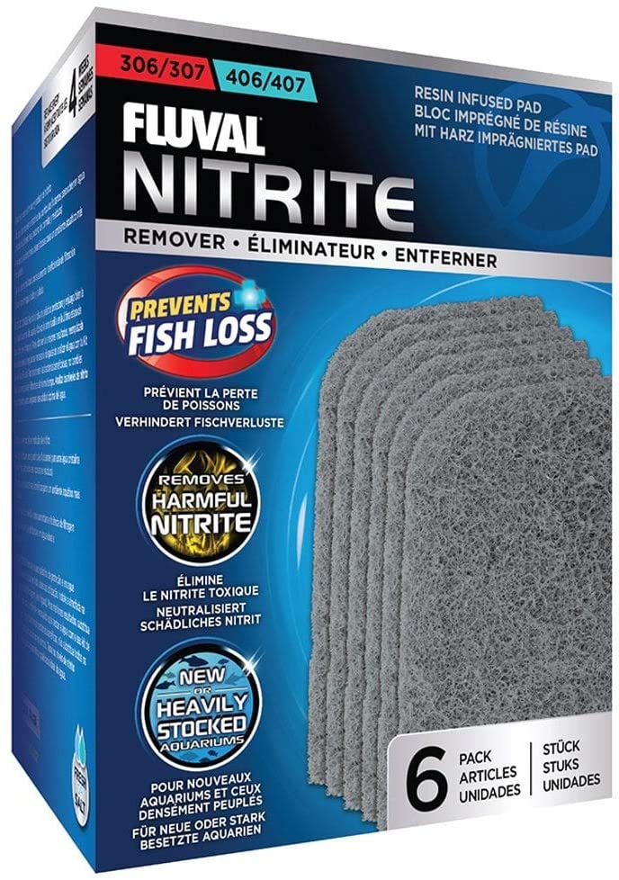 Fluval 306/307 and 406/407 Nitrite Remover Pad, blue, 307 / 407 (6 PACK)