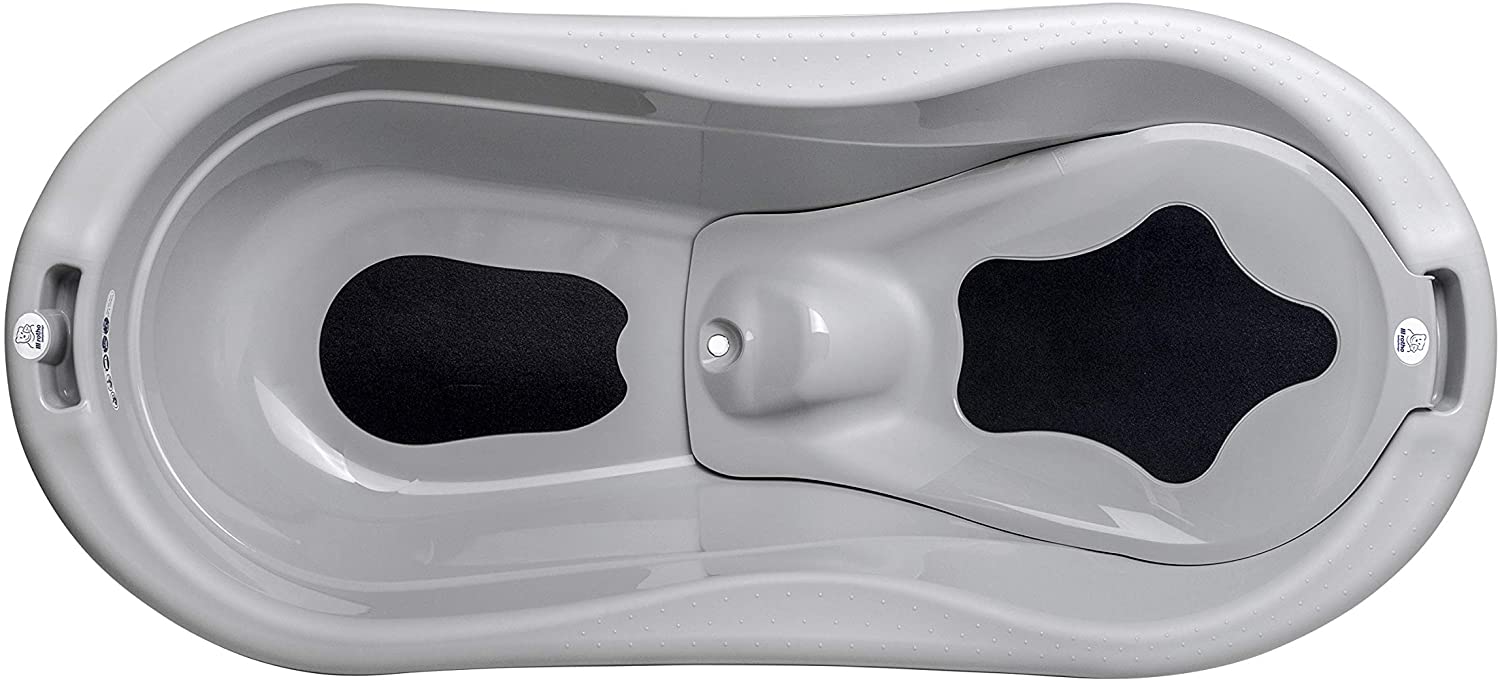 Rotho Babydesign TOP Xtra Large Bath Tub, with 2 Anti-Slip Mats and Drain Plug, Ideal for 2 Children, 0-36 Months, Stone Grey - Image 3