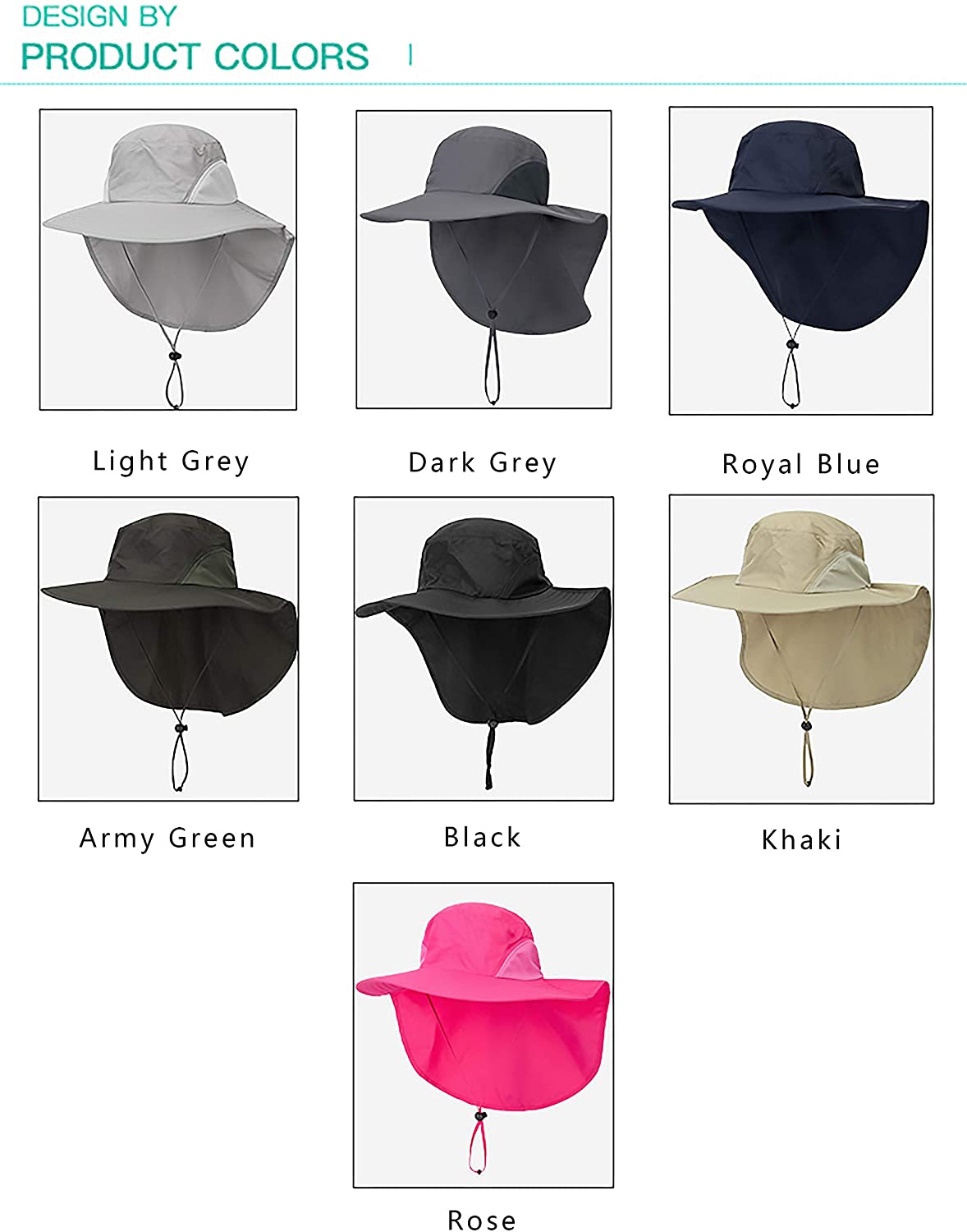 Unisex UV Protection Sun Hat Safari Hat with 33cm Long Neck Protection 12cm Large Brim Hat for Outdoor Fishing Camping Gardening - Image 3