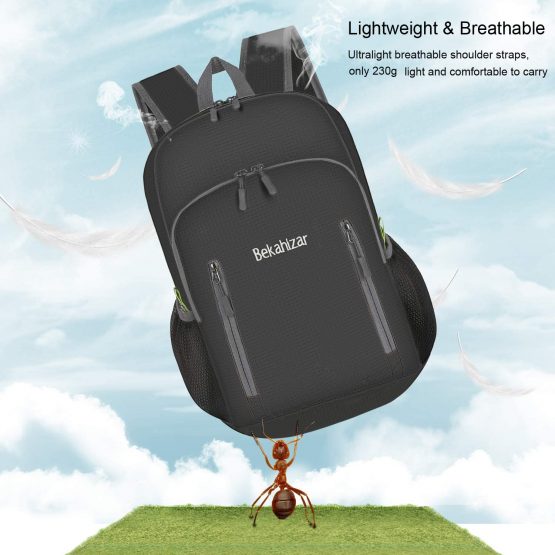 Bekahizar 20L Ultra Lightweight Backpack Foldable Hiking Daypack Rucksack Water Resistant Travel Day Bag for Men Women Kids Outdoor Camping Mountaineering Walking Cycling Climbing - Image 2