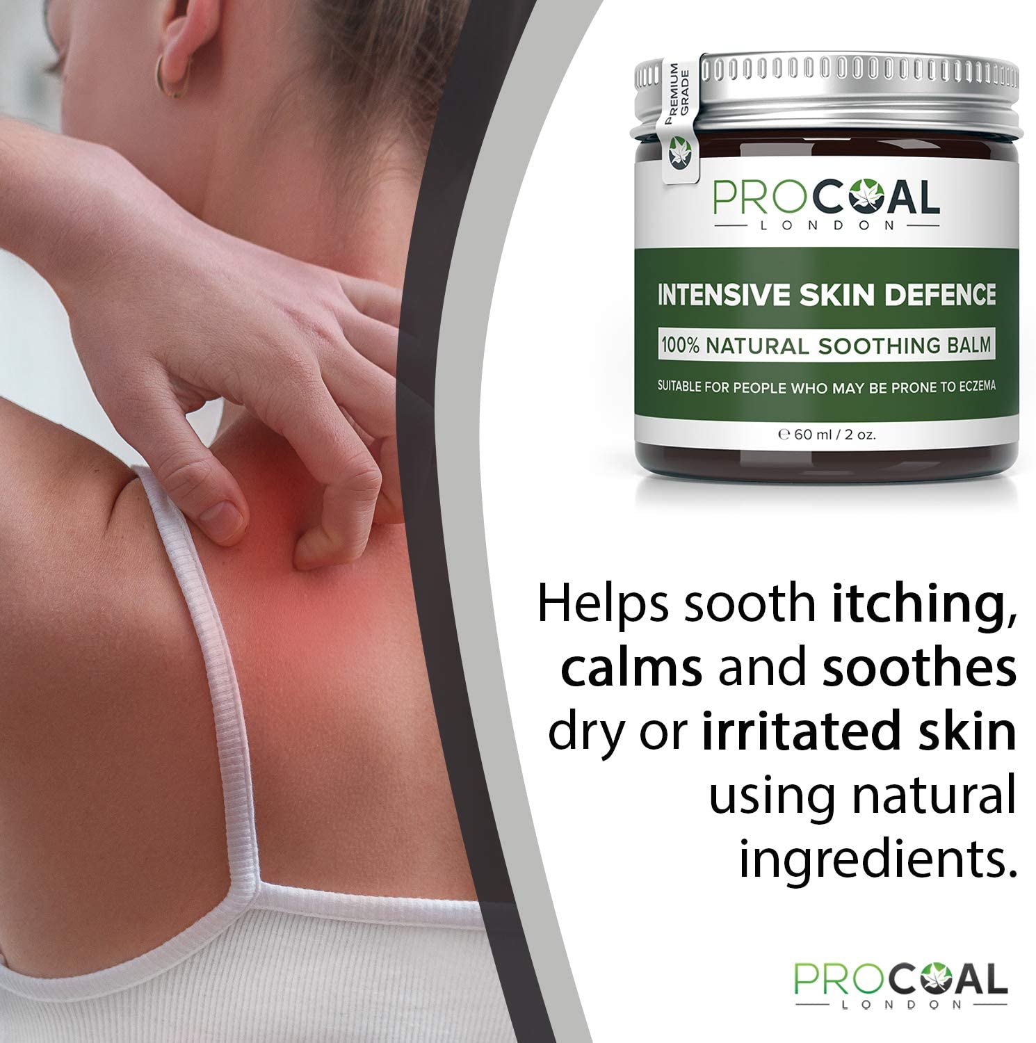 Eczema Cream, 100% Natural & Vegan Intensive Skin Defence Balm 60ml by Procoal – For Children and Adults Prone to Eczema, Psoriasis and Dermatitis, Made in UK - Image 3