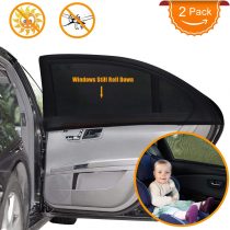 UEOTO Car Sun Shades for Baby 2 Pack, Car Window Shade Blinds Covers for Kids Pets with UV Rays/Sun Heat/Glare Protection, Car Sunshades Shield with Breathable Mesh Visor for Side Rear Full Window