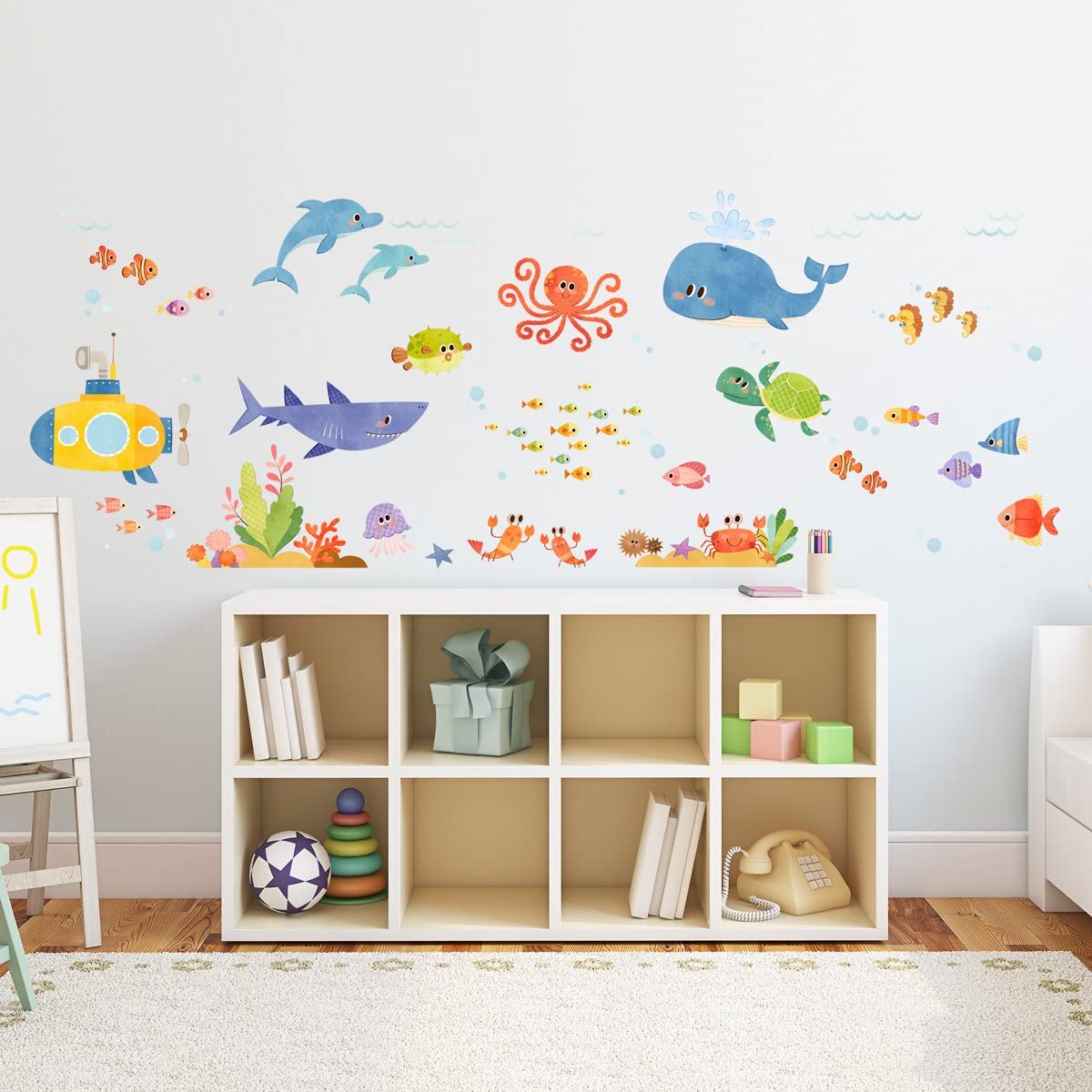 DECOWALL DS8-1611 Under The Sea Kids Wall Stickers Ocean Fish Jellyfish Turtle Dolphin Decals Removable for Nursery Bedroom Bathroom Room Art Decor Decoration - Image 4