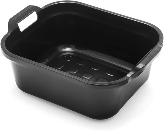 Addis 517936 Large Rectangular 10 Litre Washing Up Bowl with Handles, Black, 39 x 32 x 14 cm
