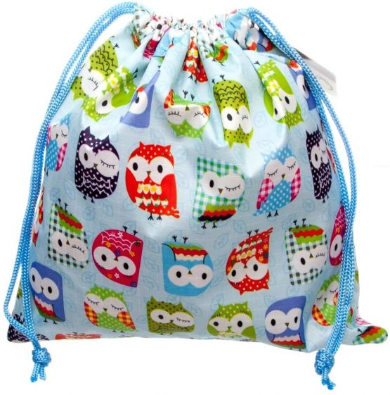 Kids Child's Small Drawstring Water Resistant Toiletry / Wash Bag Owl Design for Children - Image 2
