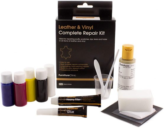 Furniture Clinic Complete Leather Repair Kit (Red) -12 Colour Options for Sofas, Car Seats - Matches All Shades of Leather - Patch, Fill & Touch up Scratches, tears and Other Damaged Areas