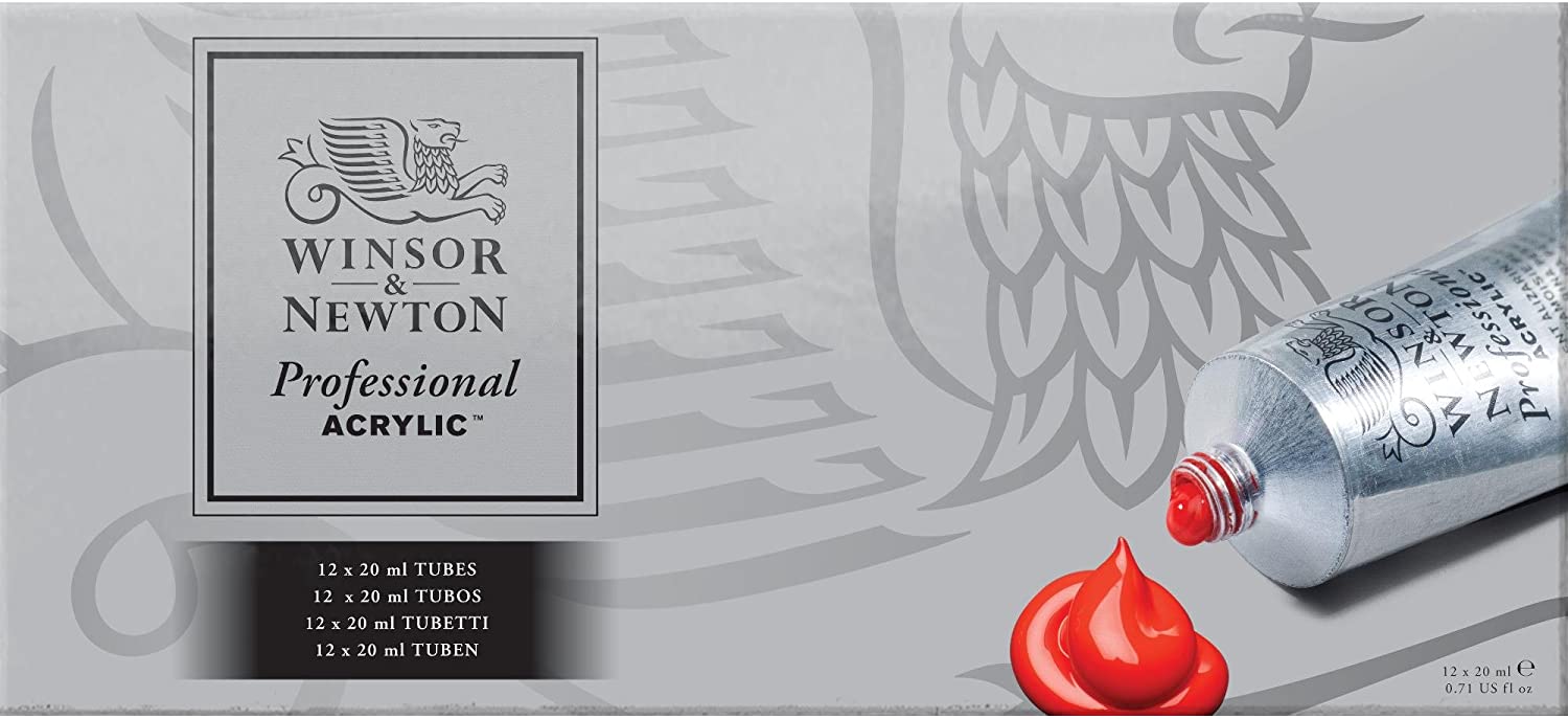 Winsor and Newton Artists Acrylic Paint Starter (12 x 20 ml), 12 colours - tube set of 20 ml, 240 ml (Pack of 1)