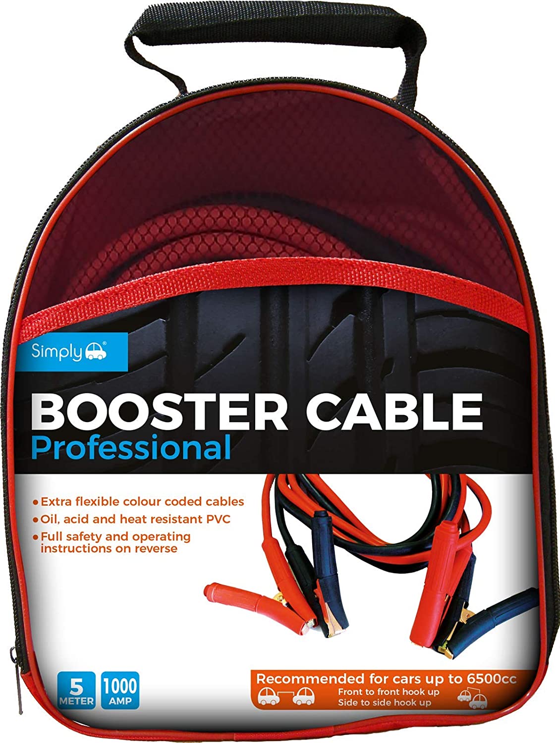 Simply SP1000 Professional Jump Booster Cable - Recommended for cars up to 6500cc - 1000AMPs - 5 Metres, 3 Metre