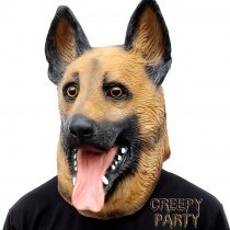 CreepyParty German Shepherd Dog Head Mask Latex Realistic Animal Head for Halloween Costume Party Carnival Cosplay