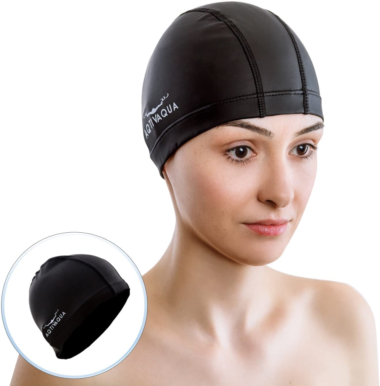 AqtivAqua Spandex Swimming Cap with Protective Layer // Swim Cap for ...