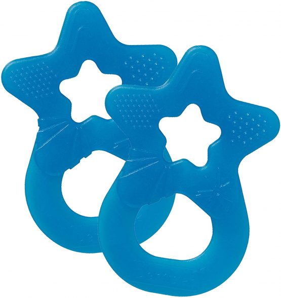 DENTISTAR® Baby Bite Star - Set of 2 Teether Rings - Soft & Flexible Teething Aid Toy - for Babies from 3 Months Onwards - BPA Free - Made in Germany - Royal Blue