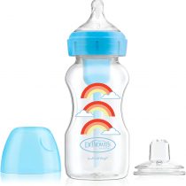 Dr. Brown’s Natural Flow Options+ Sippy Bottle Starter Kit, Wide-Neck, 9 oz/270 ml - Blue Rainbow