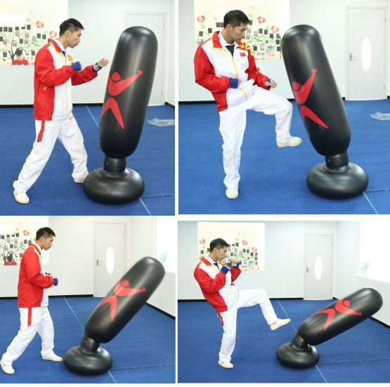 Himifuture 160cm Punch Bag, Inflatable Free-Standing Fitness Target Stand Tower Bag, Free Standing Tumbler Column Sandbag with a Free Foot Air Pump, Wine Red - Image 4