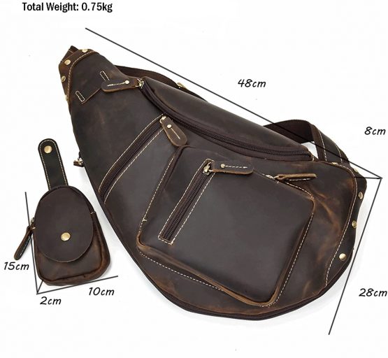 LUUFAN Men's Genuine Leather Sling Bag Chest Bag Cross Body Bag Cross Durable Shoulder Backpack - Image 2