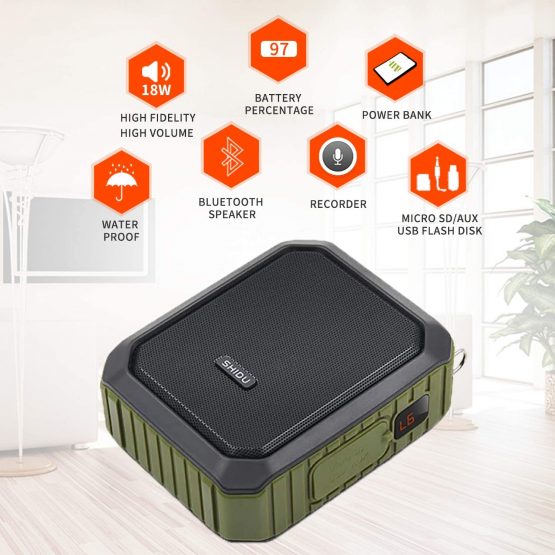 SHIDU Wireless Voice Amplifier Bluetooth Speaker 18W Waterproof Portable PA System with UHF Wireless Mic Headset Rechargeable Voice Enhancer Personal Microphone for Classroom Outdoors Tour Guide - Image 2