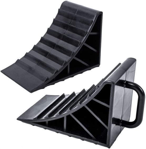 ProPlus Wheel chock plastic with handle set of 2 pieces