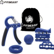 FitBeast Hand Grip Strengthener Forearm Grip Workout Kit - 5 Pack, Adjustable Hand Gripper, Finger Exerciser, Finger Stretcher, Exercise Ring & Stress Relief Grip Ball for Athletes and Musicians