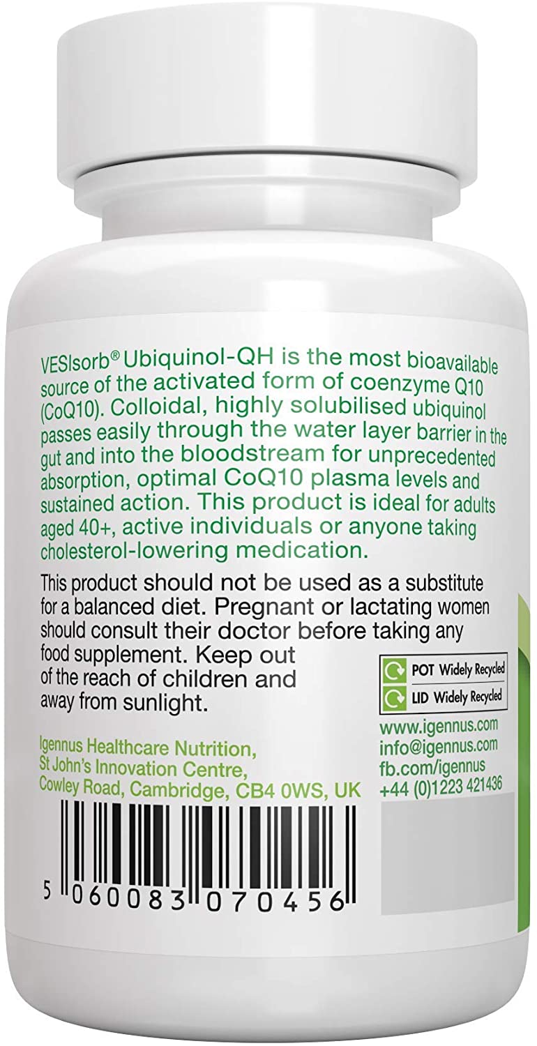 Igennus Advanced Kaneka Ubiquinol 100mg with VESISorb Delivery System, 600% Bioavailability, 30 Softgels - Image 3