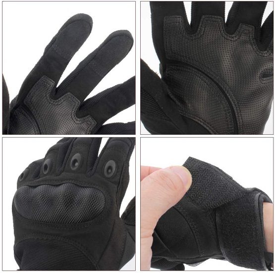 GES Motorbike Gloves, Men Full Finger Motorcycle Gloves Touch Screen ATV Riding Motocross Racing Gloves (Black, XL) - Image 4