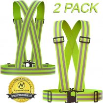 Reflective Vest (2 Pack) | Lightweight, Adjustable & Elastic | Safety & High Visibility for Running, Jogging, Walking, Cycling | Fits over Outdoor Clothing - Motorcycle Jacket/Running Gear/Shirt