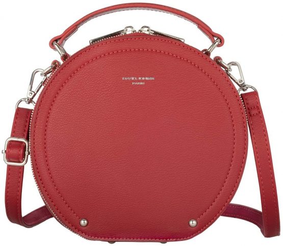 David Jones - Women's Round Crossbody Bag - Small PU Leather Rigid Should Bag - Top Handle Satchel Circle Zipper Handbag - Fashion Evening Clutch Bag - Casual Ladies Girls Purse