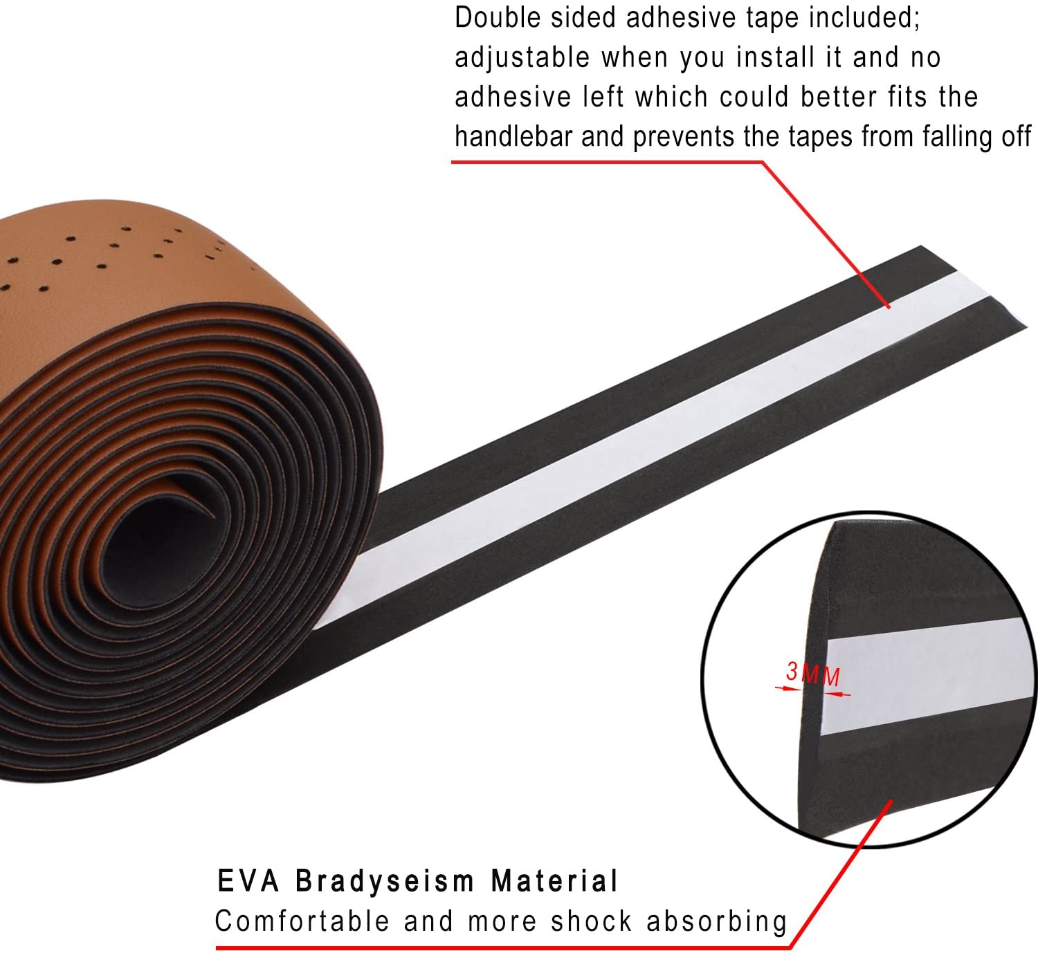 TOPCABIN 2 Rolls Bicycle Handlebar Tapes Camouflage Series Comfort GEL Road Bike Handlebar Tape Bike Bar Tape with Reflective Bar Plugs ((PU a pair) Brown) - Image 2