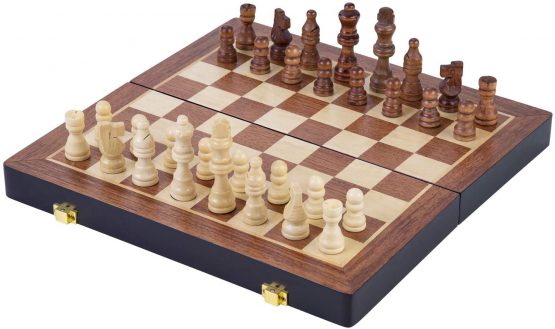 Engelhart - Luxury Chess Set in Solid Wood - folding table with nice carved pieces - Ash wood - 2 sizes (11.8") - Image 2