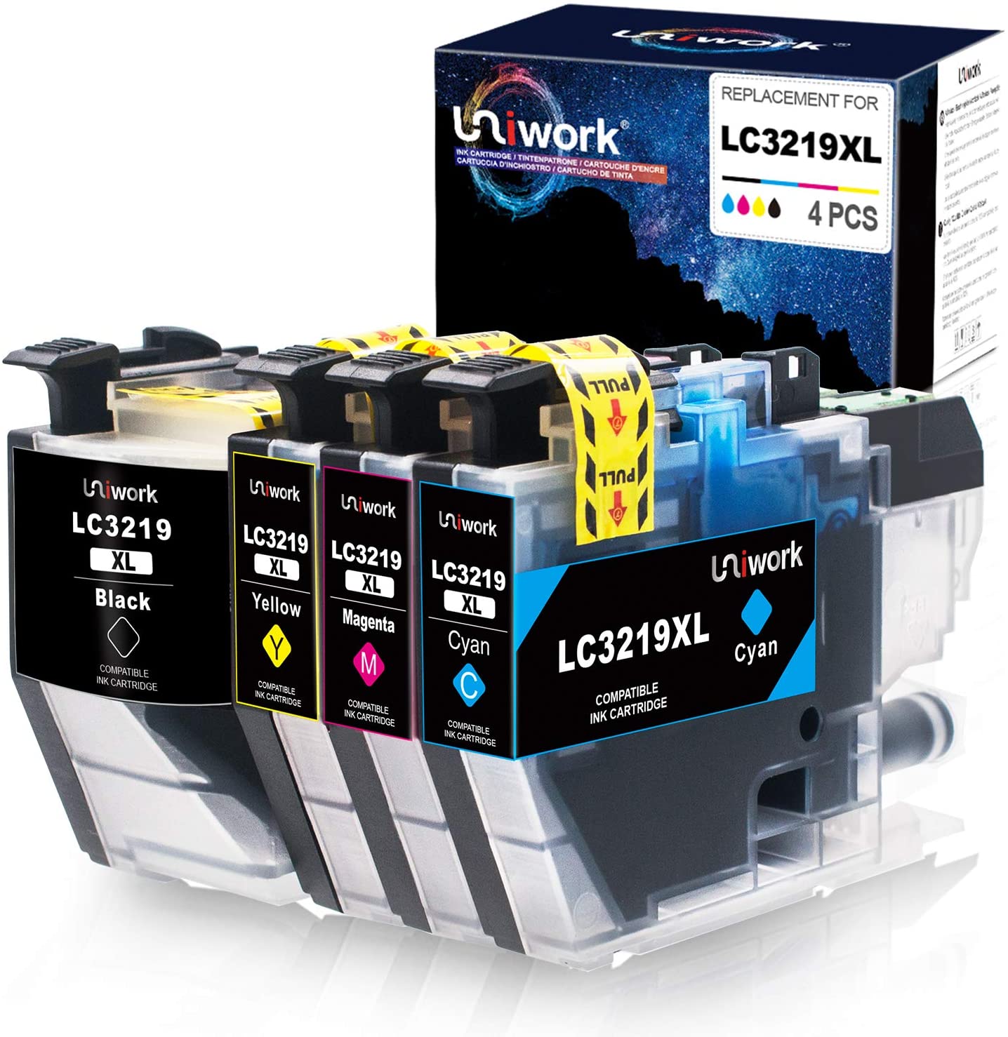 Uniwork Ink Cartridge Replacement for Brother LC3219XL LC3219 LC3217 Compatible with MFC J5330DW J5335DW J5730DW J5930DW J6530DW J6930DW J6935DW (Black Cyan Magenta Yellow