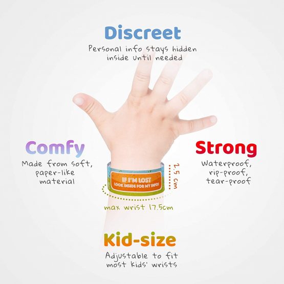 Printlike 15 Pack Travel ID Safety Wristbands for Kids | Emergency Bracelets to Help Lost Children - Image 4