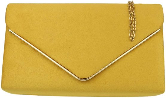 Girly Handbags Faux Suede Clutch Bag Envelope Metallic Frame Women Handbag