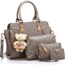 Pahajim Womens Handbag and Purse Set PU Leather Top Handle Satchel Tote Crossbody Messenger Bag Ladies Shoulder Bags for Shopping Travel Gift Sets (Champagne)