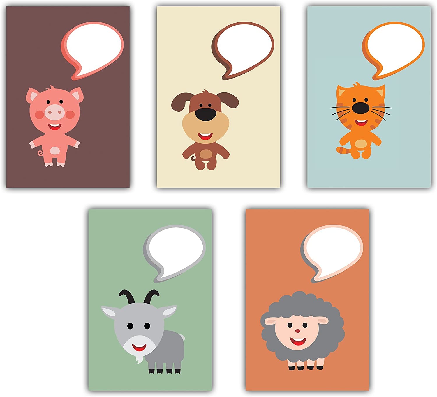 Set of 28 Animal Speech Bubble Postcards - Great for a Custom Message or Reward Postcards, orange|beige|green|grey - Image 3