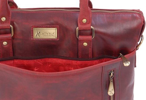 Catwalk Collection Handbags - Ladies Leather Briefcase Cross Body Bag - Women's Organiser Work Bag - Tablet/Laptop Bag - ADELE - Image 4