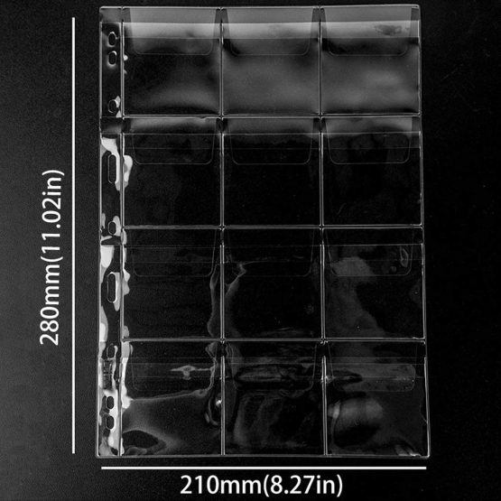 Coin Pocket Pages - 12 Pockets/Sheet Standard 9-Hole Coin Pocket Inserts Collecting Sleeves for Coins 10 Sheets CS03112 Series - Image 3