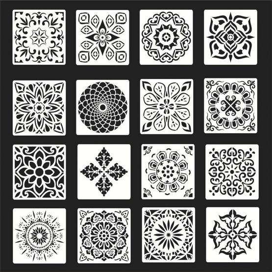 Mandala Stencils for Crafts Reusable 16pcs,Large Art Painting Stencils for Kids and Adult, Wall Stencil and Template for Furniture/Floor/Window/Stones/Fabric/Tile Painting and Scrapbook Deco 6x6 Inch - Image 2