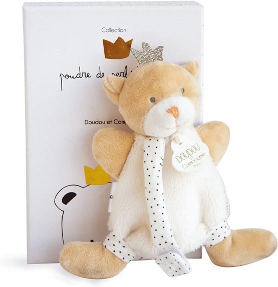 Doudou et Compagnie Bear Small King Cuddly Toy with Dummy Clip, Beige