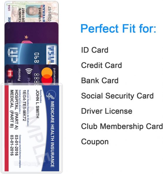 Wisdompro 10pcs Medicare Card Holder Protector Sleeves, 6 Mil Soft and Flexible Clear PVC Wallet Size Slot for NHS Vaccination Card, Social Security Card, Insurance Card, Credit Card,Driver's License - Image 4