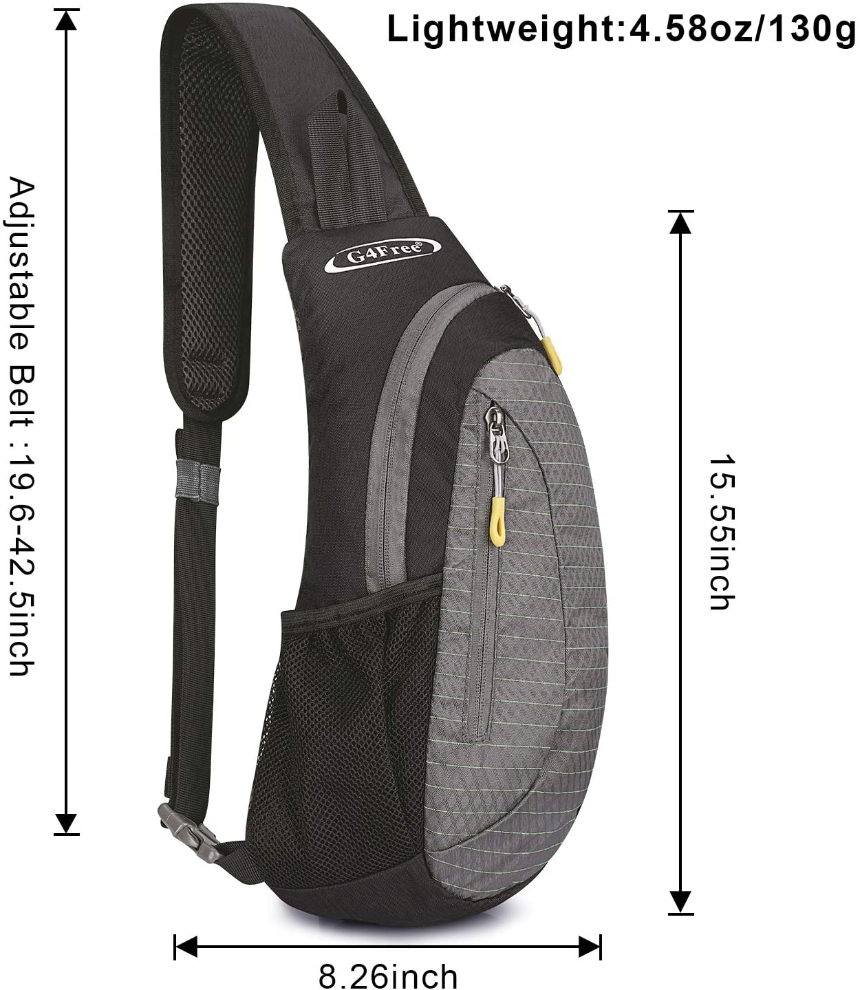 G4Free Small Sling Bag Crossbody Chest Bag Shoulder Backpack Outdoor Anti Theft, Black and Grey - Image 3
