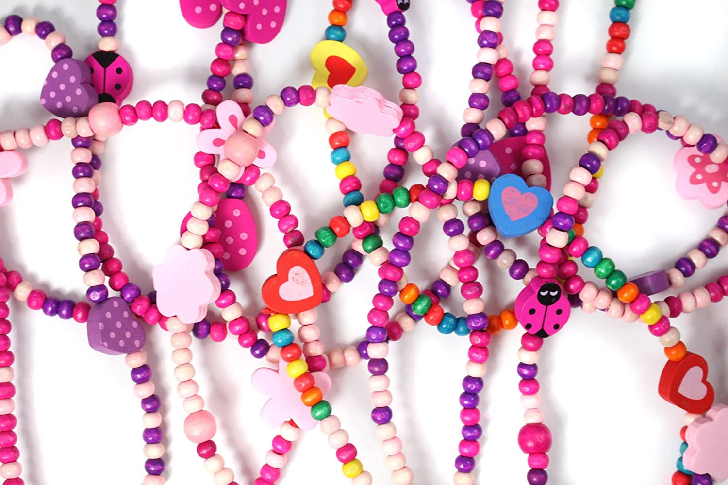 Stands Out, Supplying Outstanding Gifts 12 Wooden Beaded Necklaces for Girls, Party Bag Fillers for Kids Party - Image 3