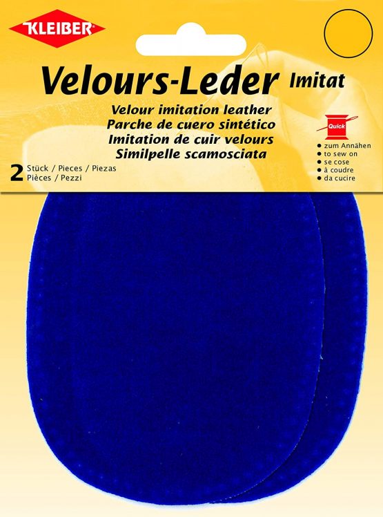 Kleiber Imitation Suede Leather Sew on Knee/Elbow Patches – Oval-12.5cm x 10cm-Royal Blue