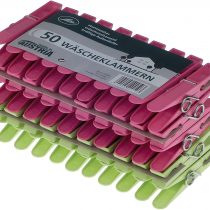 Keim Pack of 50 Plastic Clothes Pegs with Durable Outer Ring Spring