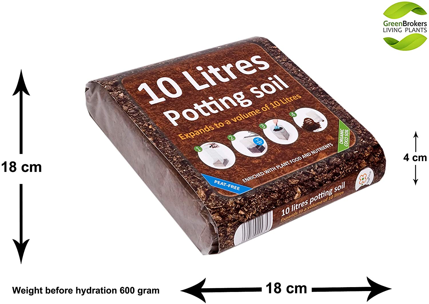 GreenBrokers C1001 Organic All Purpose Potting Compost Enriched with Nutrients - Expands to 10Ltrs, 10 Ltr - Image 2