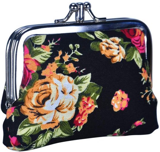 Rolin Roly Buckle Coin Purse Double Clasp Closure Wallet Cute Coin Purse Change Classic Vintage Clutch Wallet Organizer Canvas Jewelry Pouch
