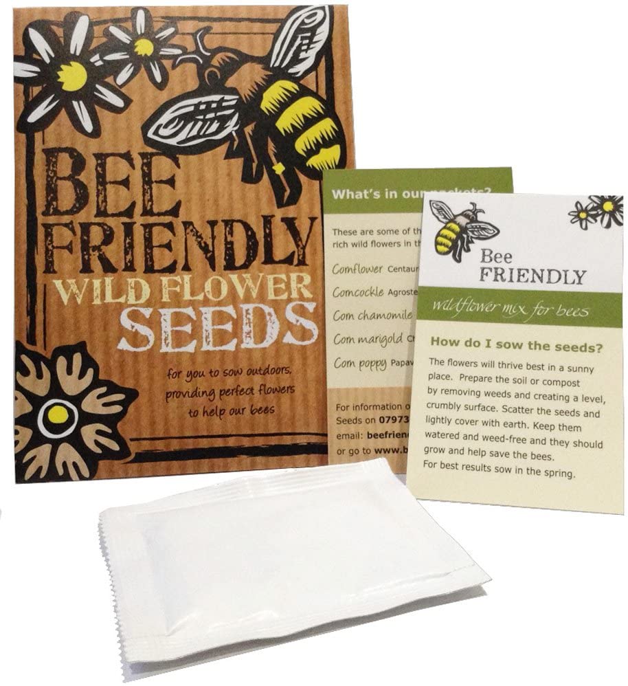 Bee-Friendly Wild Flower Seeds - Great Gardener Gift. Beautiful, Colourful Native British Wild Flowers. UK Grown. RHS Plants for Pollinators Certified Mix.