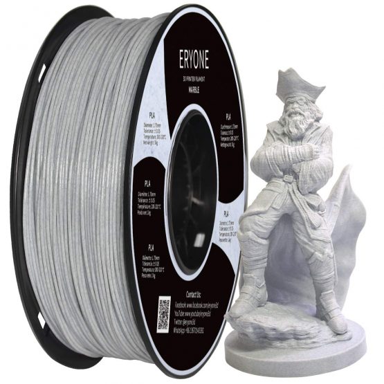 ERYONE Marble PLA Filament for 3D Printer, 1.75mm, Tolerance: ±0.03mm, 1kg (2.2LBS)/Spool